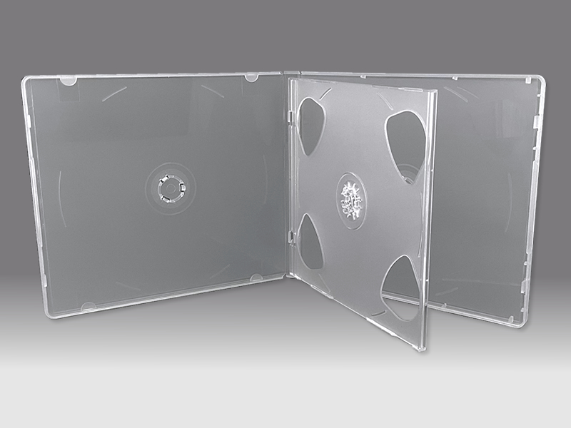 CDケースサイズで4枚収納可能、軽量で割れにくいＰＰ素材ケース。CD4枚組やDVD4枚組製品用のケースとしてお勧め / プラスチックケース卸販売コーサカ